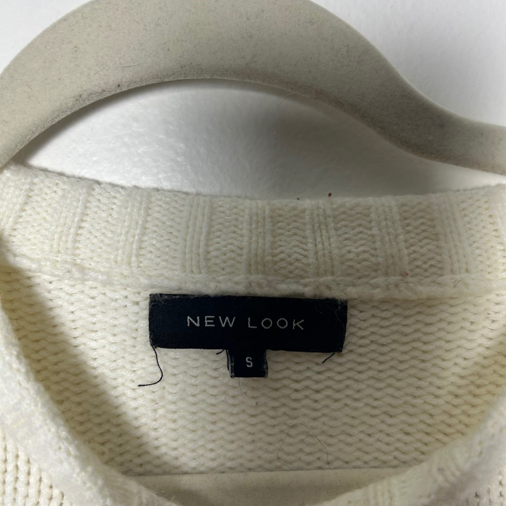 Floral Embroidered‎ Knit Sweater Cream Crewneck Long Sleeve - Picture 3 of 7